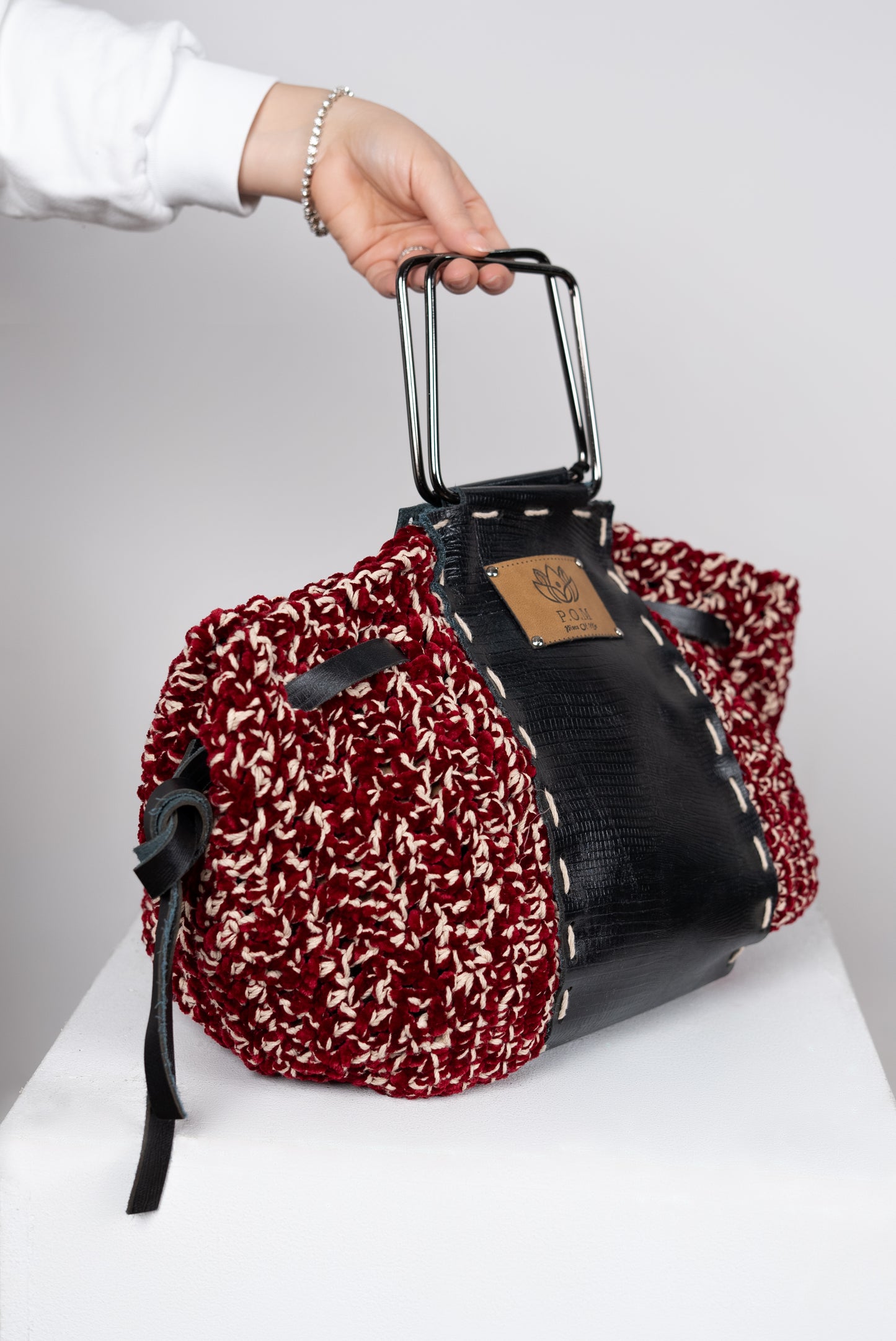 Burgundy Chess Stitched Pouch