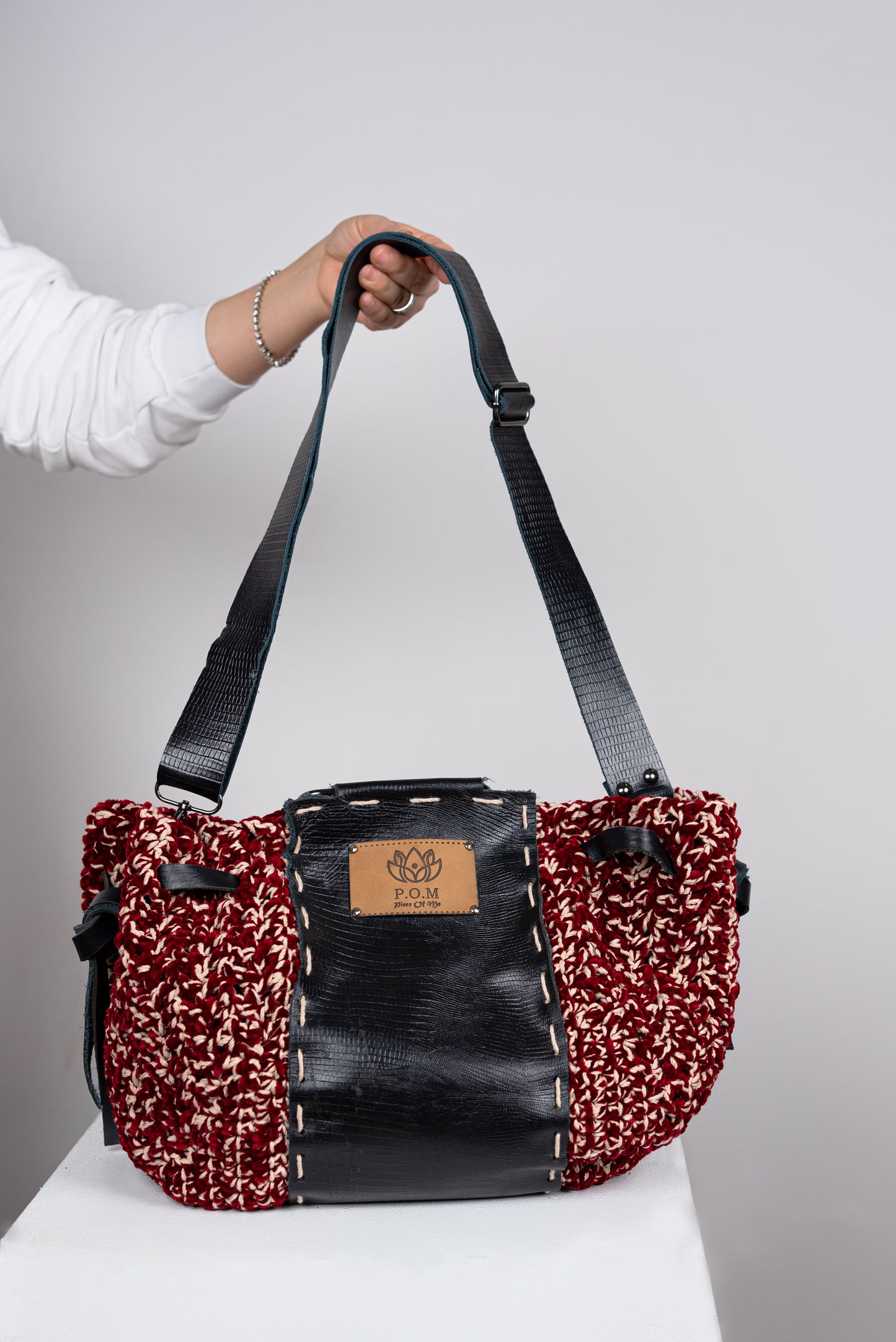 Burgundy Chess Stitched Pouch