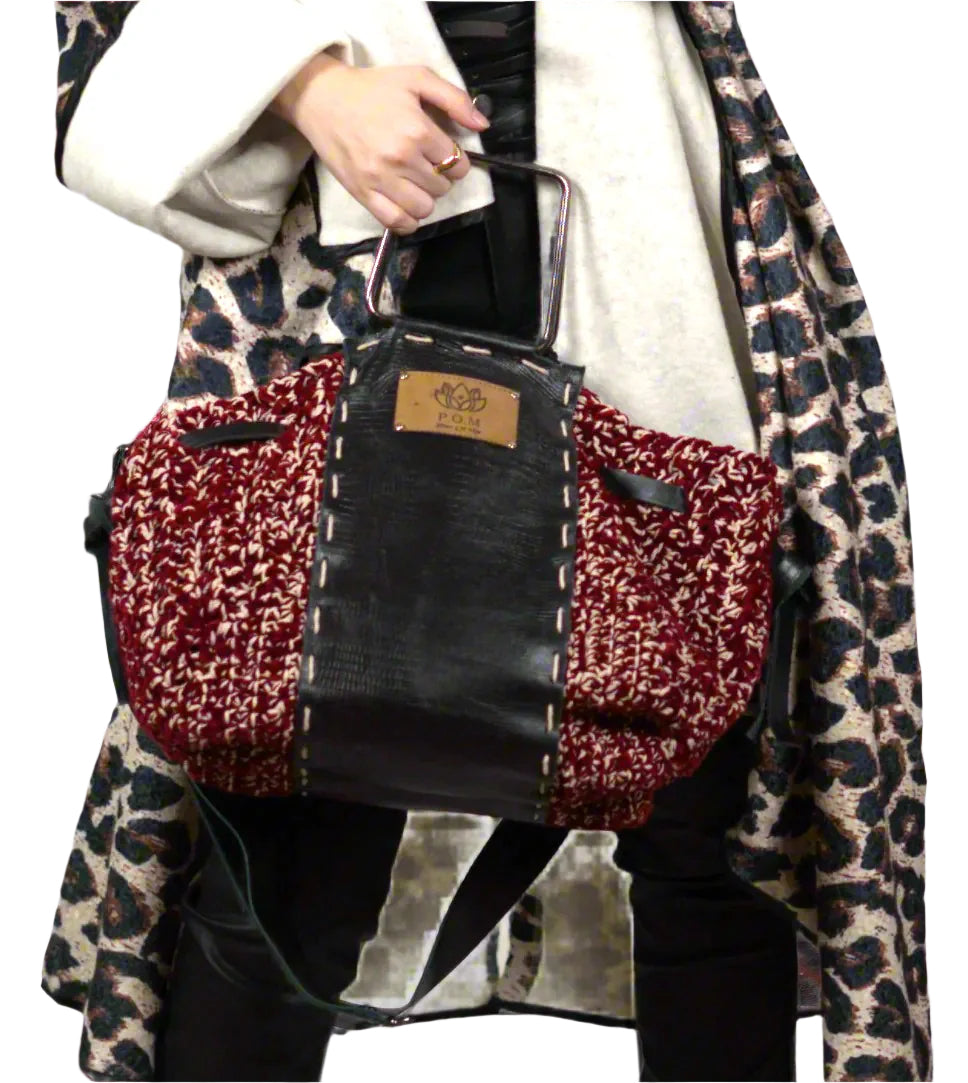Burgundy Chess Stitched Pouch